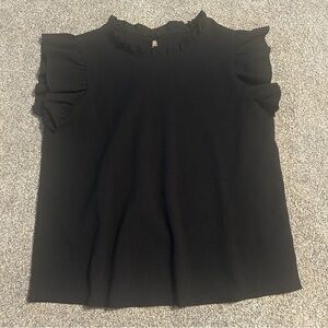 SHEIN Black Ruffle Sleeve Blouse